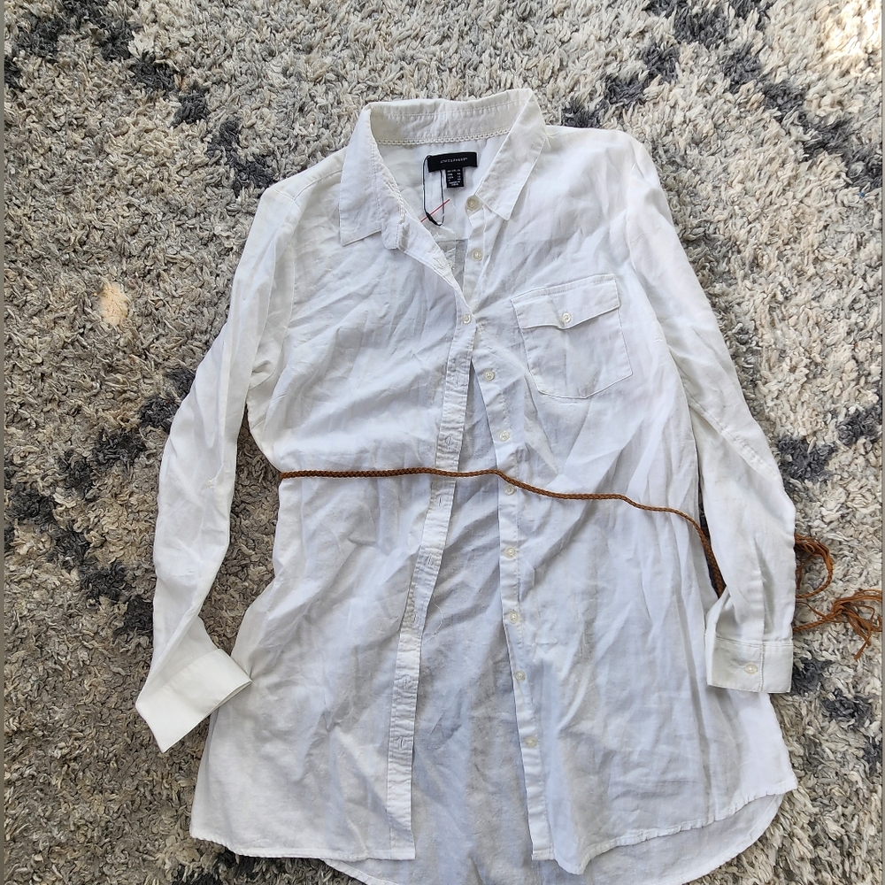 Atmosphere shirt dress with Braided belt siz e 12 button down long sleev…